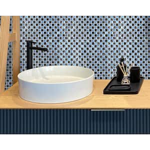 Blue and Black 11.7-in. x 11.7-in. Polished Glass Mosaic Tile (4.75 Sq ft/case)