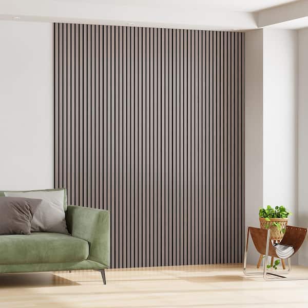 0.9 in. x 1.71 ft. x 8.86 ft. Walnut Acoustic/Sound Absorb 3D Oak Overlapping Wood Slat Decorative Wall Paneling 2-Pack