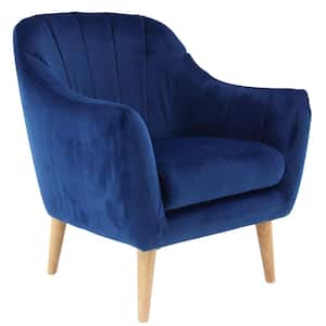 Blue Tufted Fabric Accent Chair