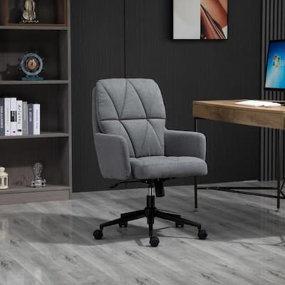 23.5" x 26" x 38.25" Grey Polyester Adjustable Height Ergonomic Chair with Arms