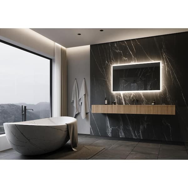 PARIS MIRROR Backlit 48 in. W x 28 in. H Rectangular Frameless Wall Mounted Bathroom Vanity Mirror 6000K LED