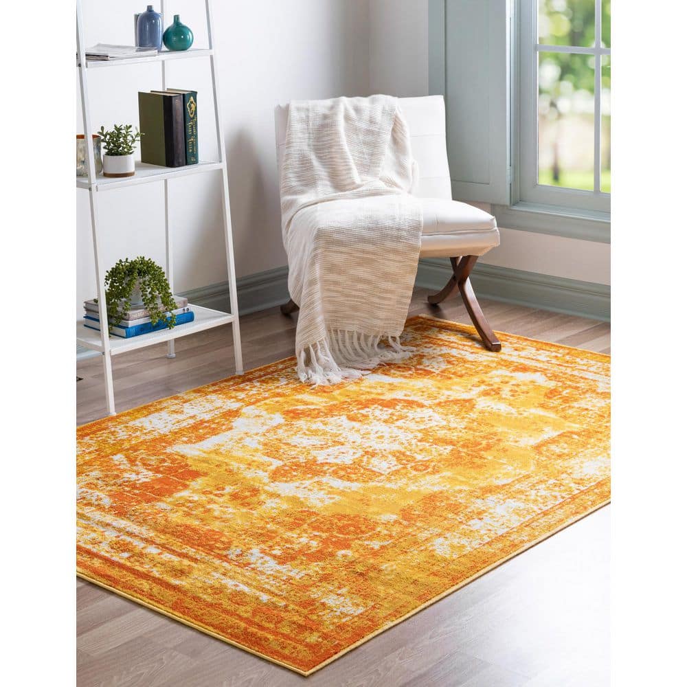 Salle Garnier Vivid Orange Rectangular Easy-Care Rug