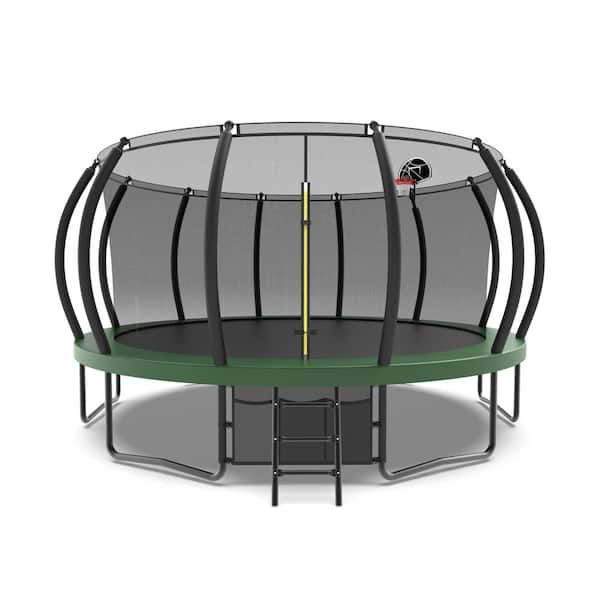 TIRAMISUBEST T-Adventurer 15 ft. Kids' Trampoline with Net, Hoop, Ladder (Blade Span 0, No Energy Guide)