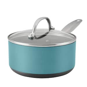 Achieve 2 qt. Hard Anodized Aluminum Nonstick Sauce Pan in Teal with Lid,