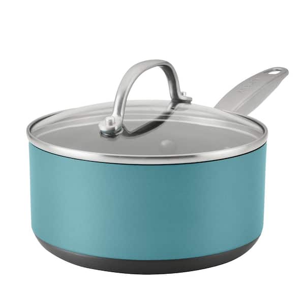 Unbranded Achieve 2 qt. Hard Anodized Aluminum Nonstick Sauce Pan in Teal with Lid,
