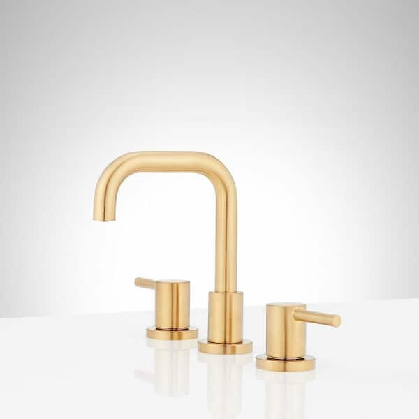 Lexia 8 in. Widespread Double Handle Bathroom Faucet in Brushed Gold