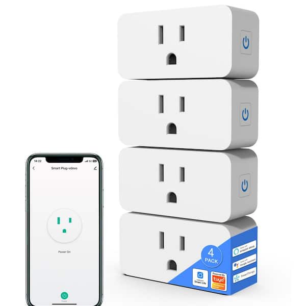 Vrbgify 15A Mini Smart Plug 2. 4G WI-FI Outlet with Alexa, Google Home and IFTTT White 4-Pack