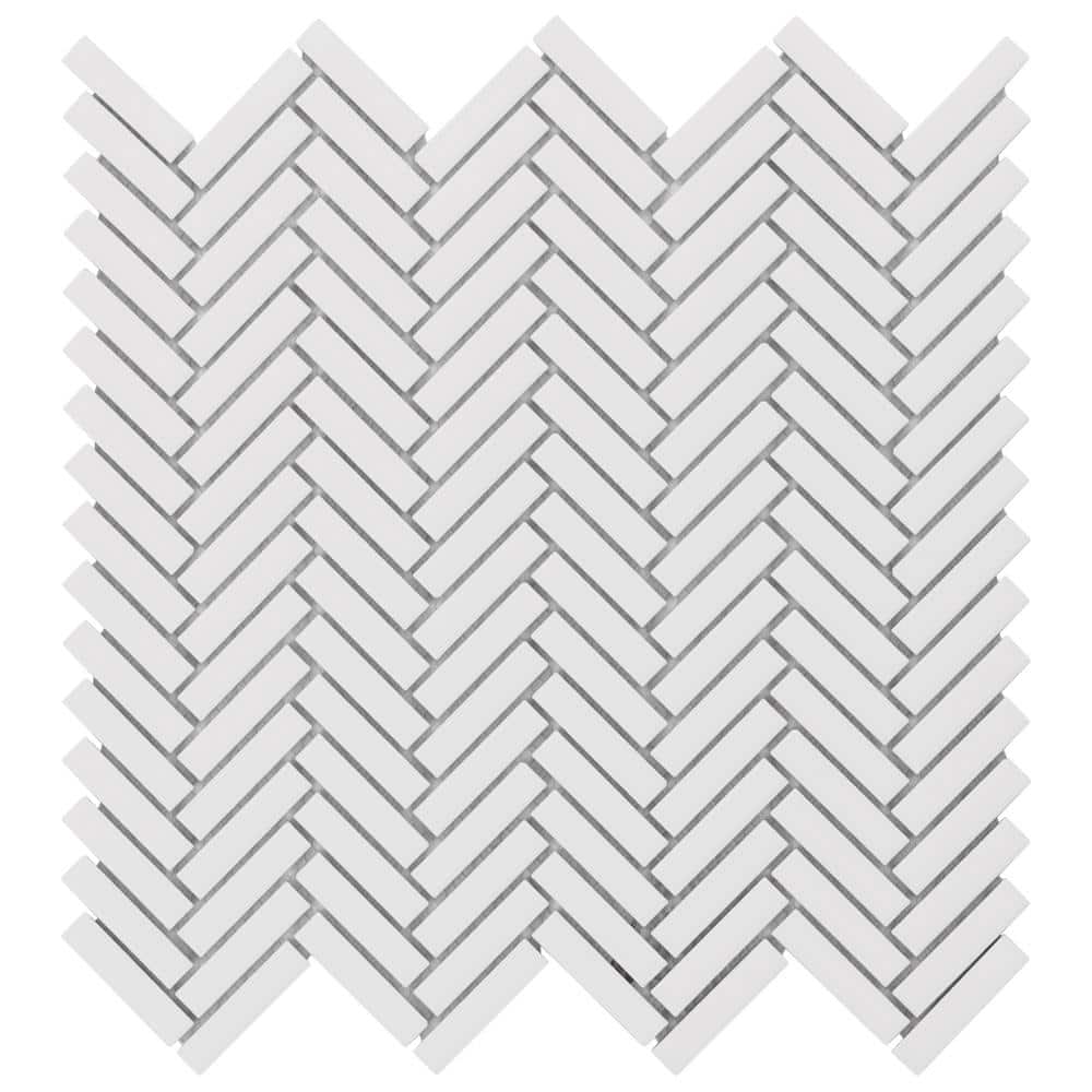 Motif Herringbone White Matte 2.78 in. x 0.25 in. Porcelain Mosaic Floor and Wall Tile Sample price history on PriceWatchPro