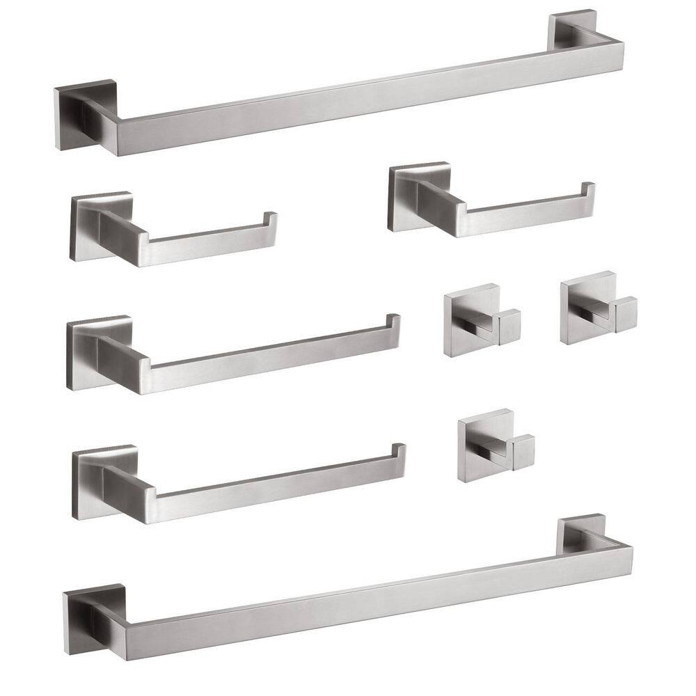 9-Piece Stainless Steel Bathroom Hardware Set with Mounting Hardware in ...