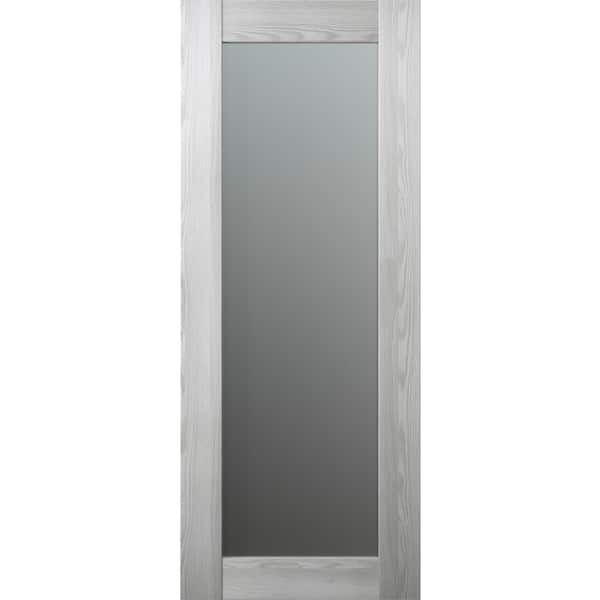 Belldinni Vona 207 24 in. x 80 in. Solid Composite Core Full Lite Frosted Glass Ribeira Ash Prefinished Wood Interior Door Slab