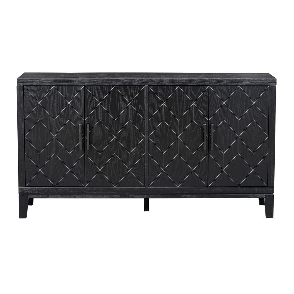 60 in. W x 16 in. D x 33 in. H Black Linen Cabinet with Adjustable ...