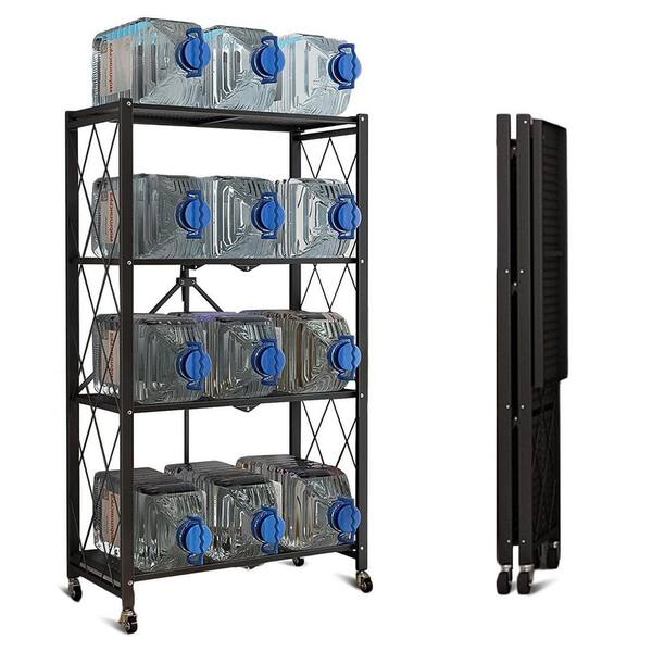 HDX 4-Tier Plastic Garage Storage Shelving Unit in Black (28 in. W x 52 in.  H x 15 in. D) 17307263B - The Home Depot