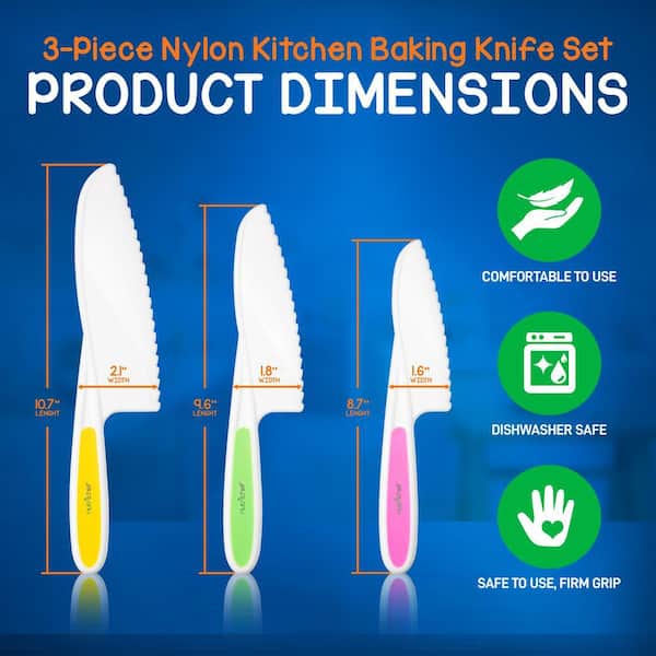 3pcs Kids Plastic Kitchen Knife Set, Children's Safe Cooking Knives
