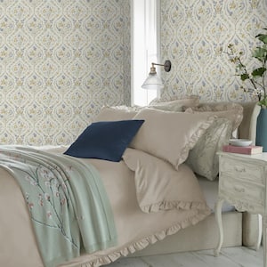 Foscot Damask Pale Ochre Yellow Removable Wallpaper Sample