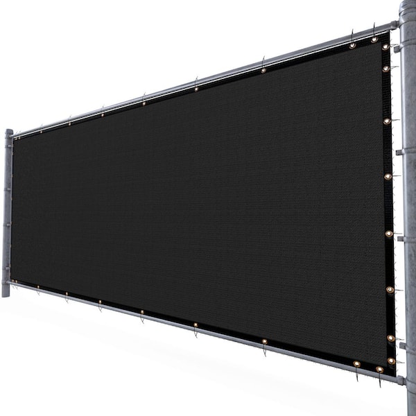 5 ft. H x 50 ft. W Black Fence Outdoor Privacy Screen with Black Edge Bindings and Grommets
