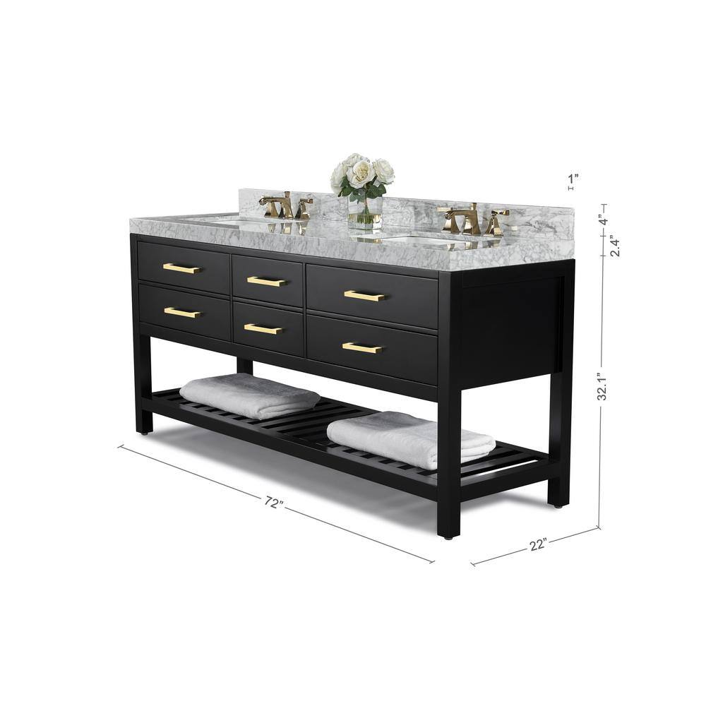 Elizabeth 72" Black Onyx Double Freestanding Bath Vanity Set