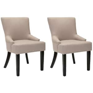 Lotus Taupe/Espresso Linen Side Chair (Set of 2)