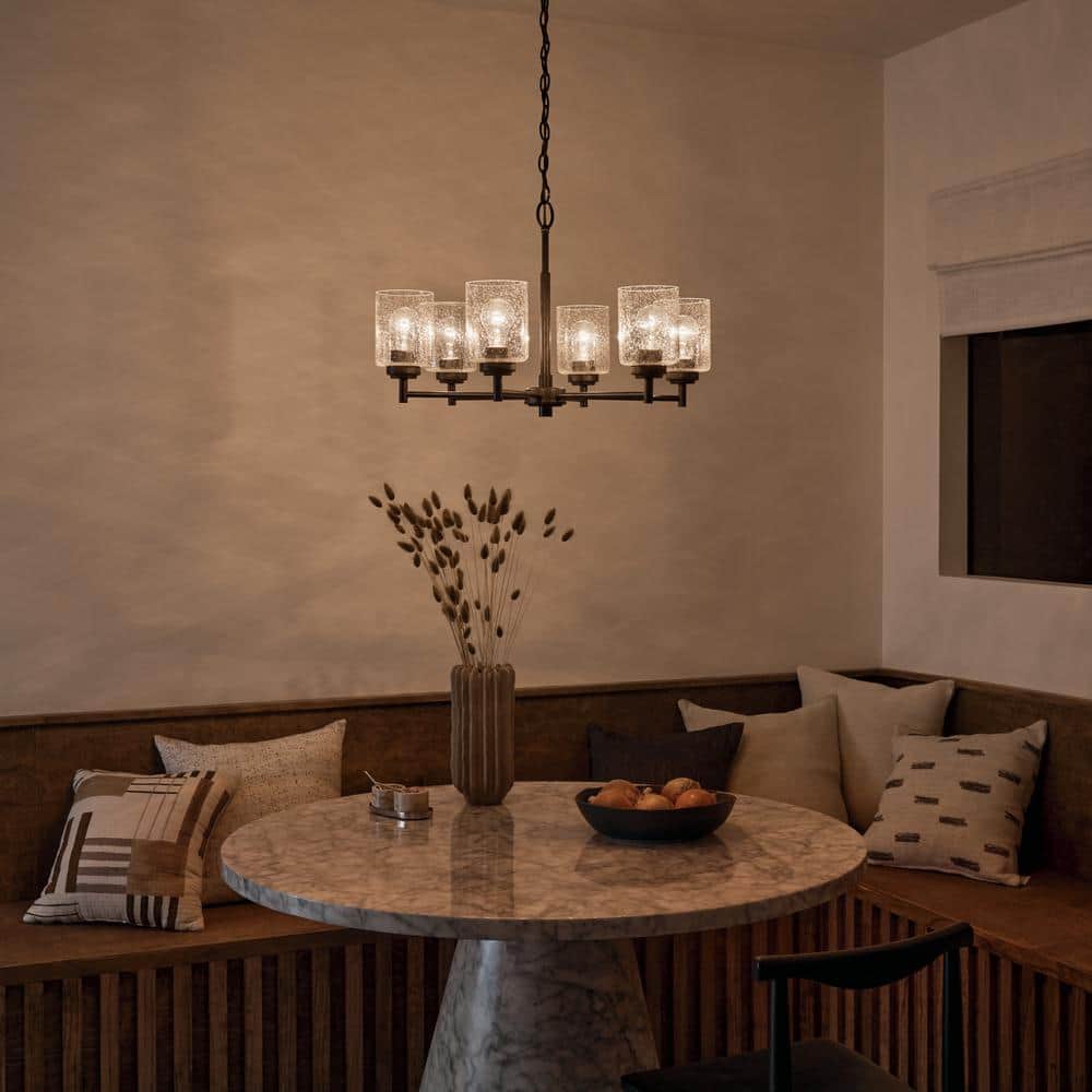 Winslow Black 6-Light Chandelier with Clear Seeded Glass