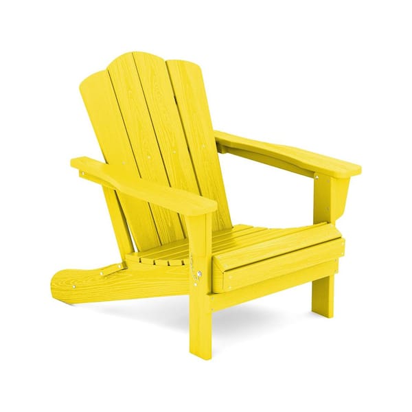 ITOPFOX Yellow Folding Composite Adirondack Chairs Without Cushion Set of 1