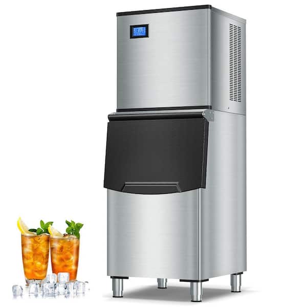 28.3 in. Stainless Steel 650 lbs. 24 H Freestanding Commercial Ice Maker Full Size Ice Cubes with 400 lbs. Ice Storage