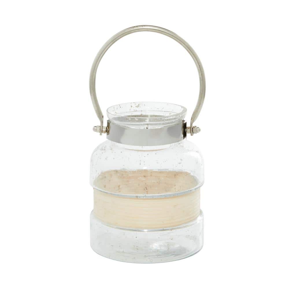 Clear Glass Hanging Candle Lantern with Curved Handle