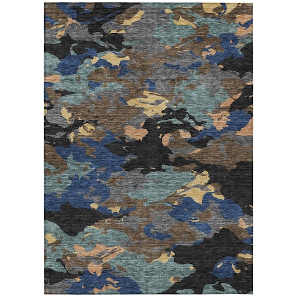 Chantille Machine Washable Indoor/Outdoor Abstract ACN2497 Black 5 ft. x 7 ft. 6 in. Area Rug