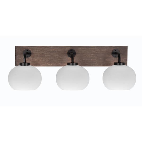 Unbranded Kirby 27.25 in. 3-Light Matte Black and Painted Distressed Wood-look Metal Vanity Light