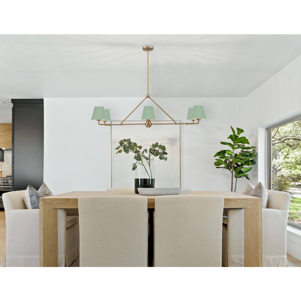 Xavier 6-Light Gold and Green Steel Chandelier