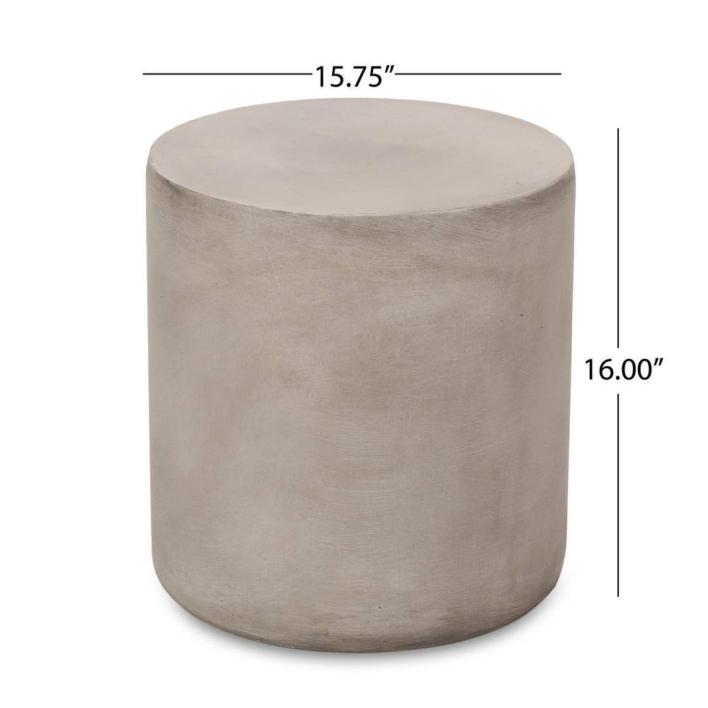 Light Gray Round Concrete Outdoor Accent Table
