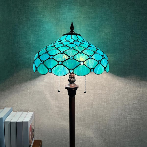 VINPLUS 62 in. Dark Bronze Tiffany Floor Lamp Antique Style