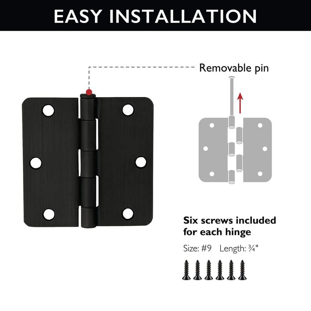 3.5" Oil Rubbed Bronze Steel Door Hinges Set