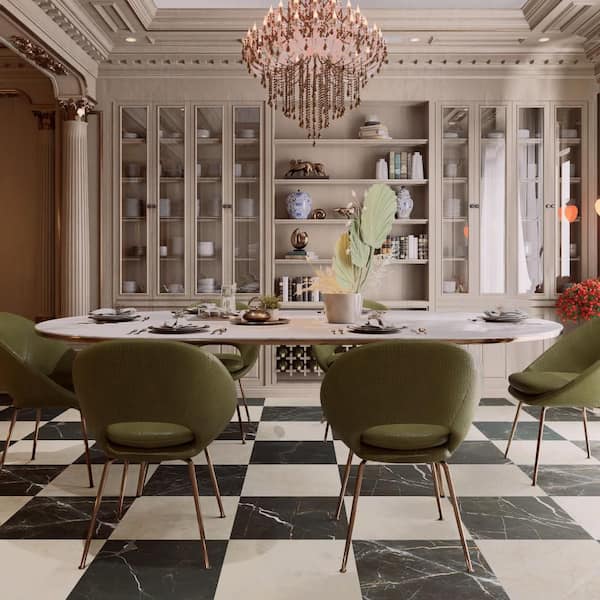 Reve Checker Beige with Noir 24 in. x 24 in. Porcelain Floor and Wall Tile (31.0 sq. ft. /Case)