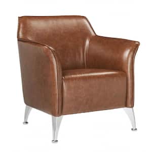 Amelia 33 in. Brown Faux Leather Armchair