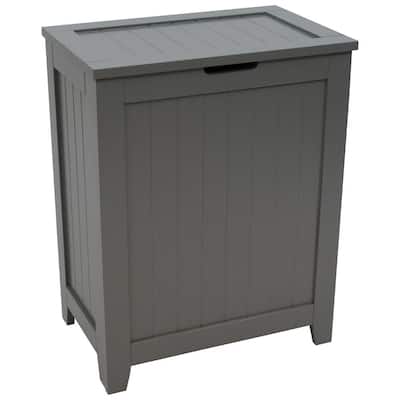 Contemporary Country Gray Hamper with Wainscot Panels