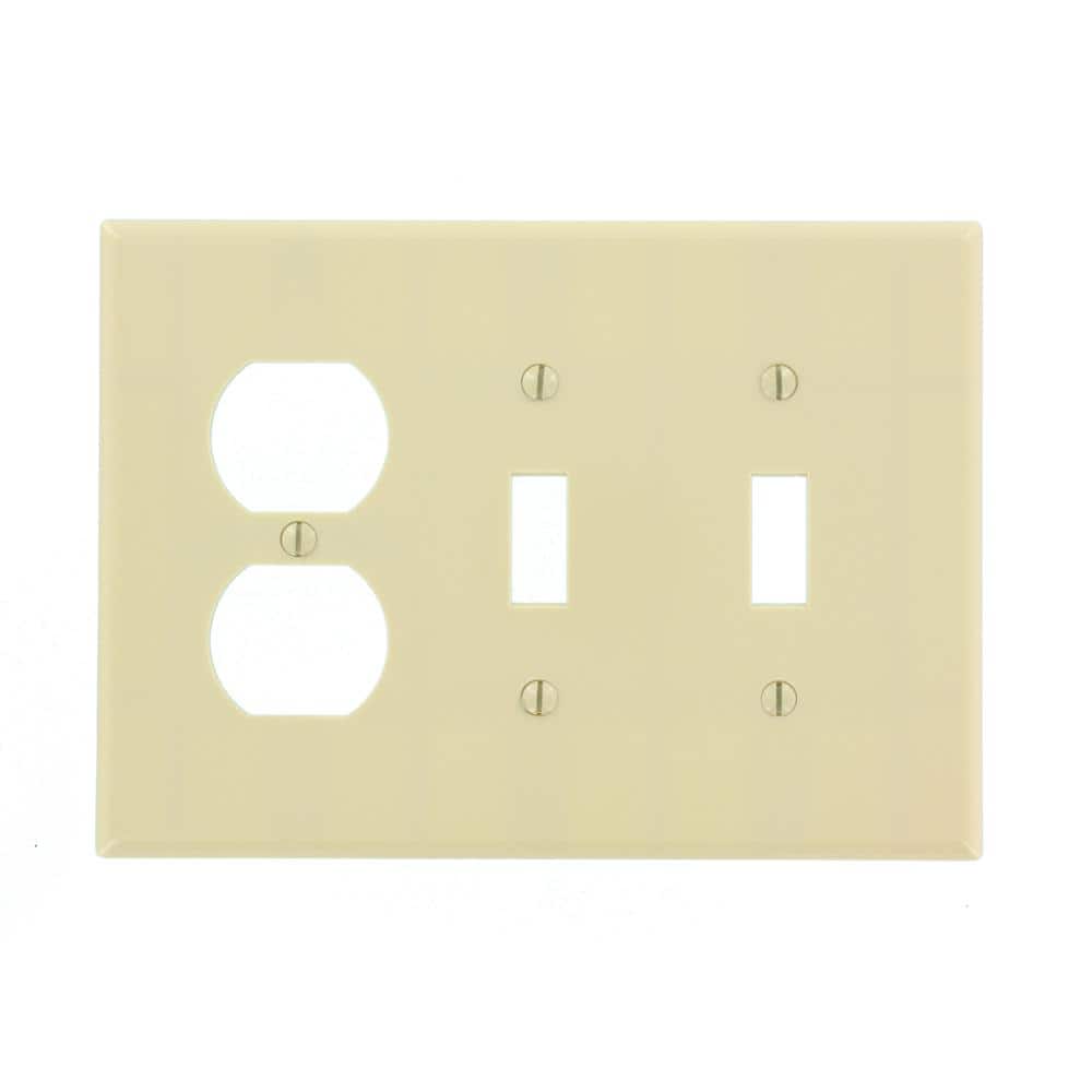 Ivory Thermoset Plastic 3-Gang Combination Wall Plate