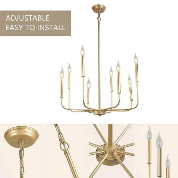 LNCnModern Gold Candlestick Island Chandelier Transitional 8-Light authentic