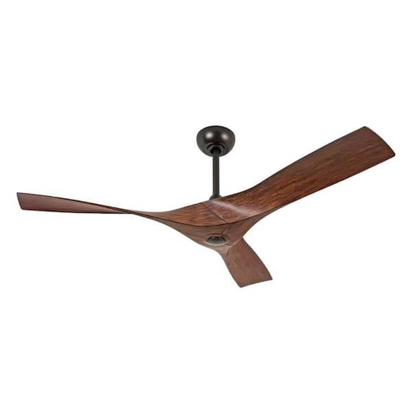 SkyFan Perseus 52 in. 3-Blade Matte Black/Cherry Wood Plug & Play Ceiling Fan