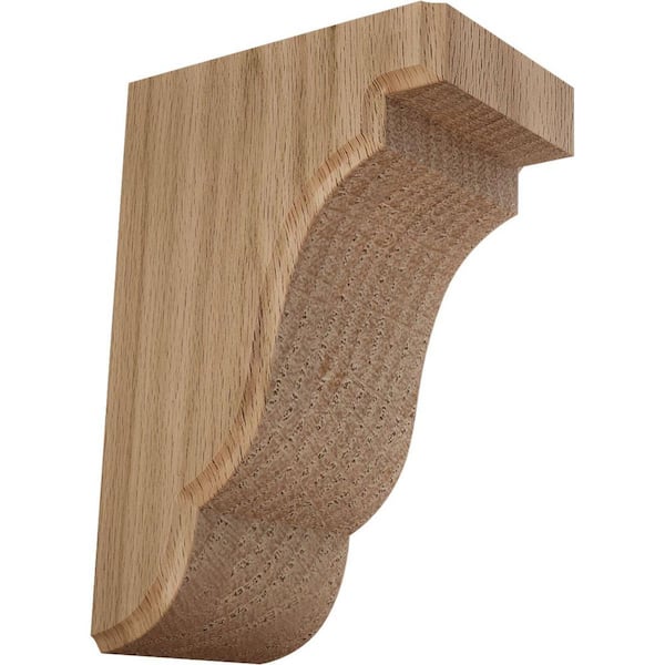 Ekena Millwork 3-1/2 in. x 5 in. x 7-1/2 in. Unfinished Red Oak Bedford Corbel