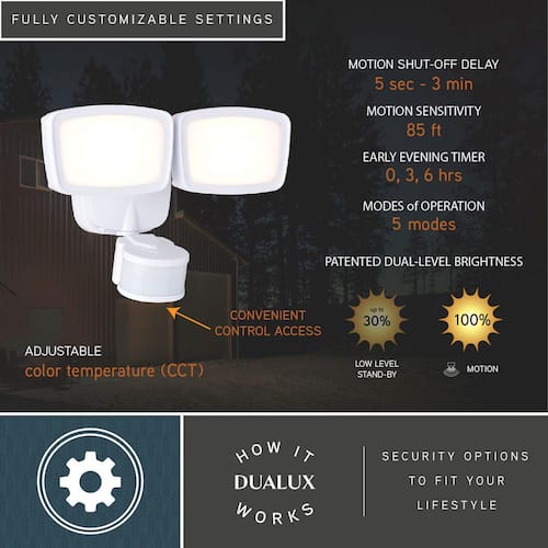White Integrated LED Motion Sensor Dusk to Dawn Outdoor Security Flood Light - 240-Degree - 85 ft. VAXCEL Floodlights
