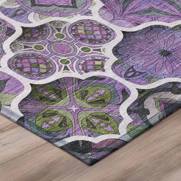 Chantille Machine Washable Indoor/Outdoor Abstract ACN2878 Plum 2 ft. x 3 ft. Accent Rug