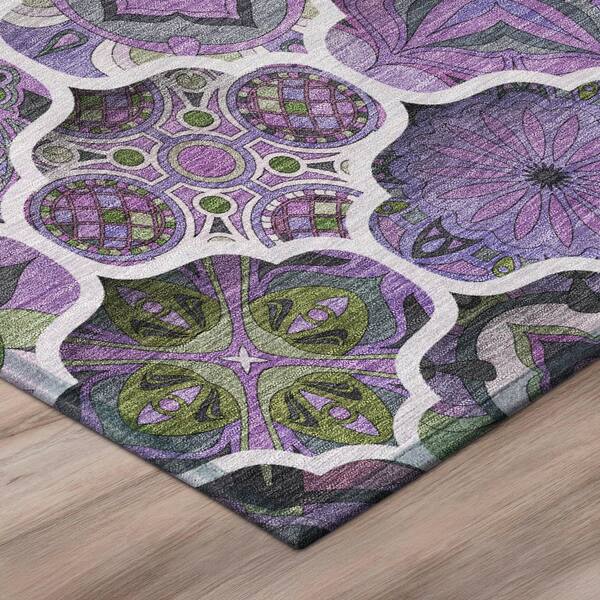 Chantille Machine Washable Indoor/Outdoor Abstract ACN2878 Plum 5 ft. x 7 ft. 6 in. Area Rug