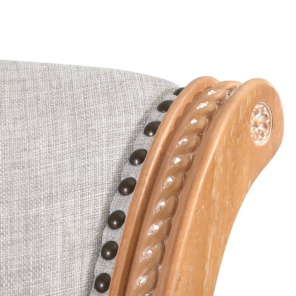 Chapman 26" Weathered Natural Wood Swivel Counter-Height Barstool with Gray Upholstery