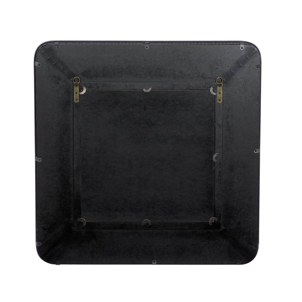 Handcrafted Solid Wood Square 32" Industrial Wall Mirror, Brown