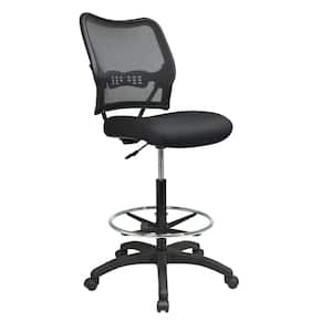 Deluxe Black Mesh Fabric Seat Drafting Chair with Foot Rail and Height Adjustment