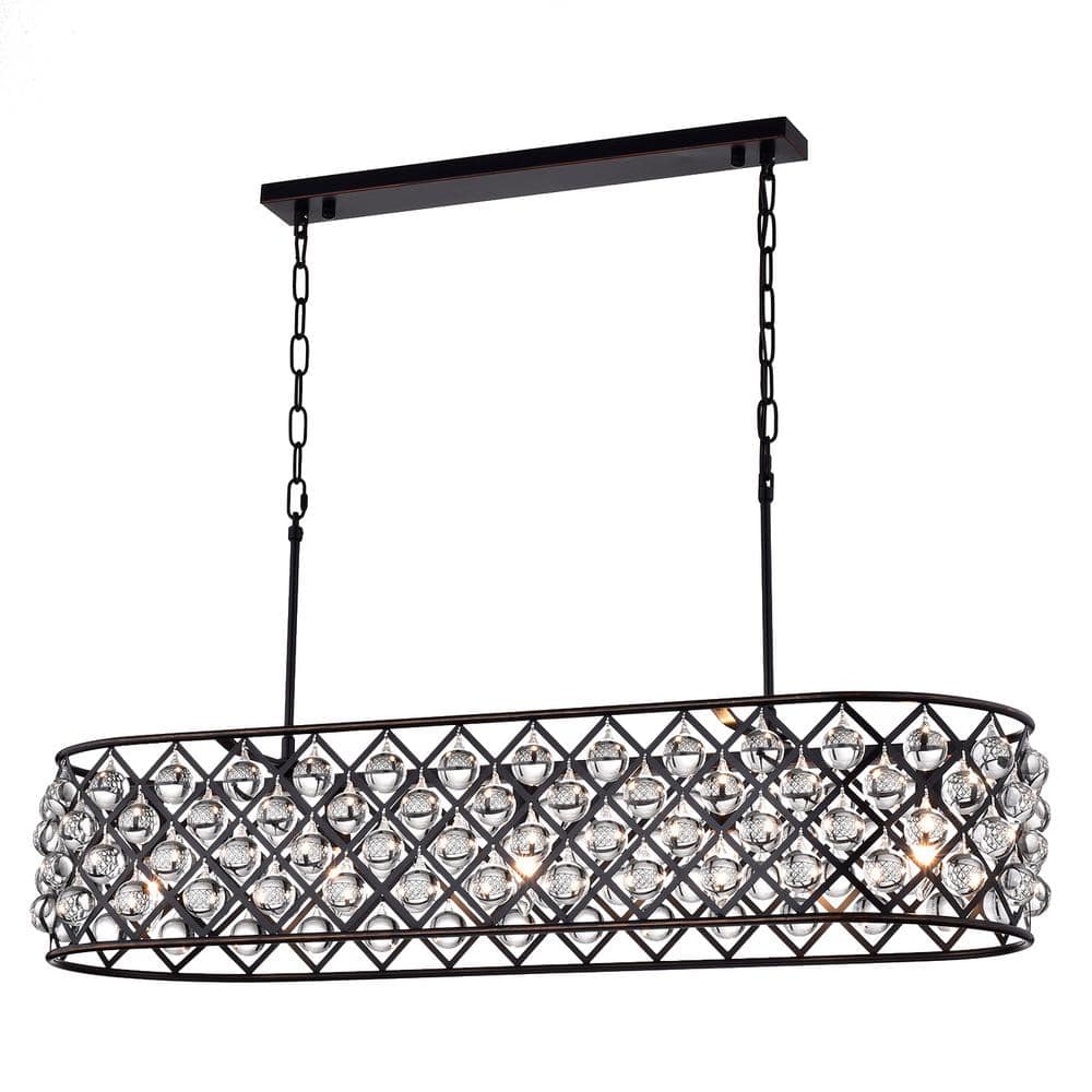 Azha 5-Light Oil Rubbed Bronze Oval Chandelier with Crystal Spheres