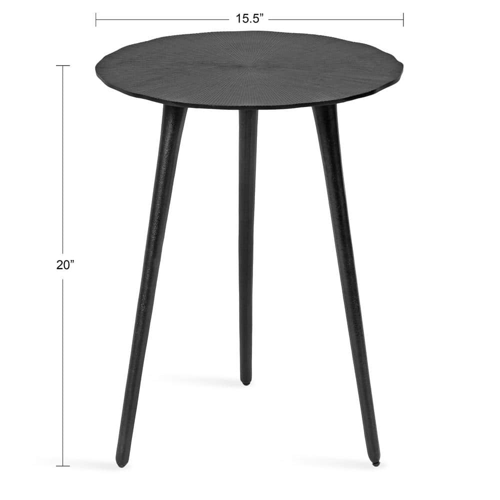 Black Aluminum Round Side Table with Tapered Legs
