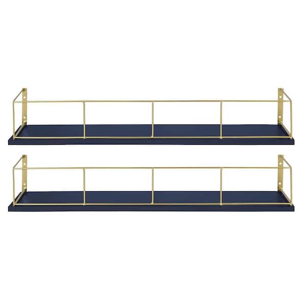 Unbranded 24 in. W x 4 in. D Navy Blue Floating Decorative Wall Shelf Set of 2