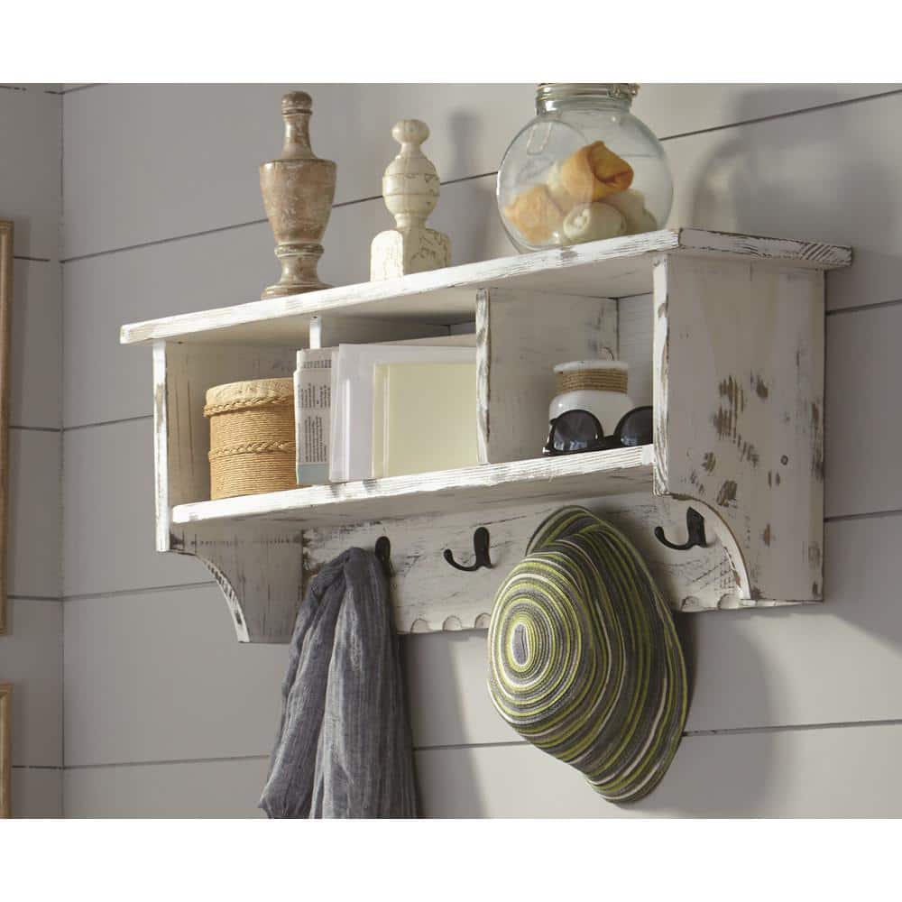 Alaterre Furniture Country Cottage White Antique Coat Hooks with Storage  Cubbies ACCA04WA - The Home Depot