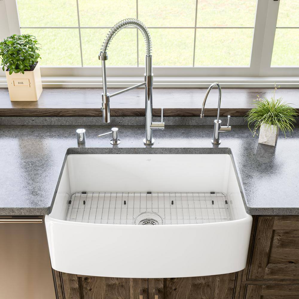 Alfi Brand ABFC3020-W 30'' L Flush Single Bowl Fireclay Kitchen Sink