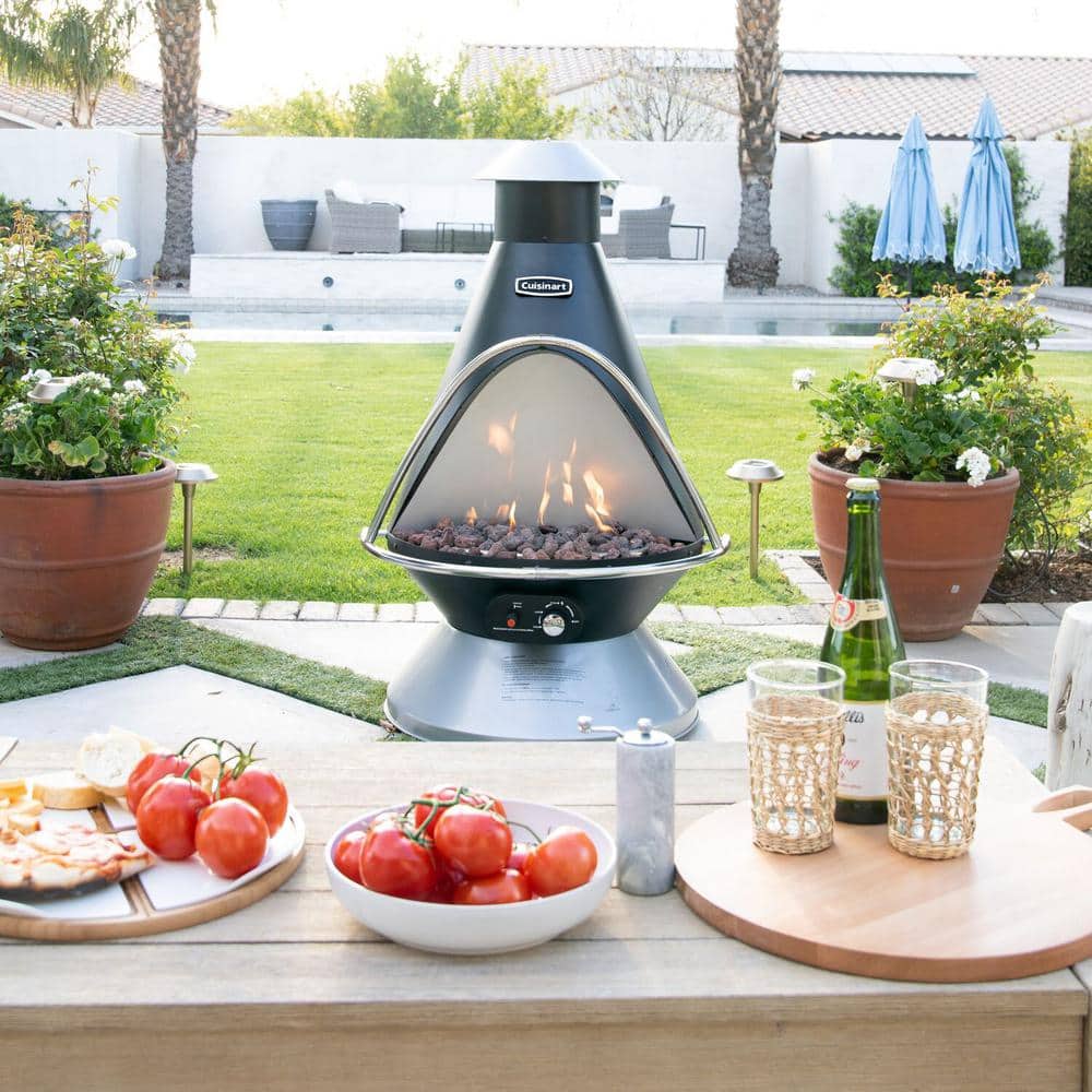 Cuisinart Black and Stainless Steel Chimenea Propane Fire Pit